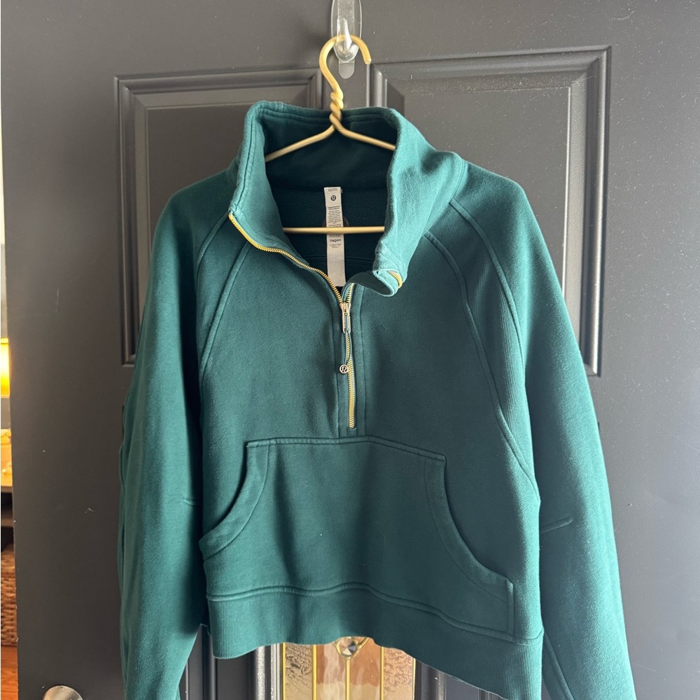 Lululemon Scuba Oversized Funnel-Neck Half Zip Storm Teal w/Gold
Zipper